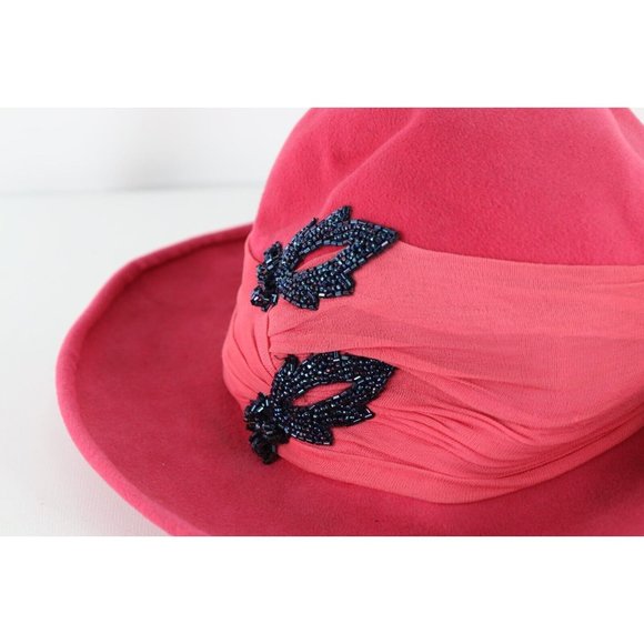Vintage 20s 30s Flapper Girl Roaring 20s Distressed Felt Wool Beaded Cloche Hat main image 7
